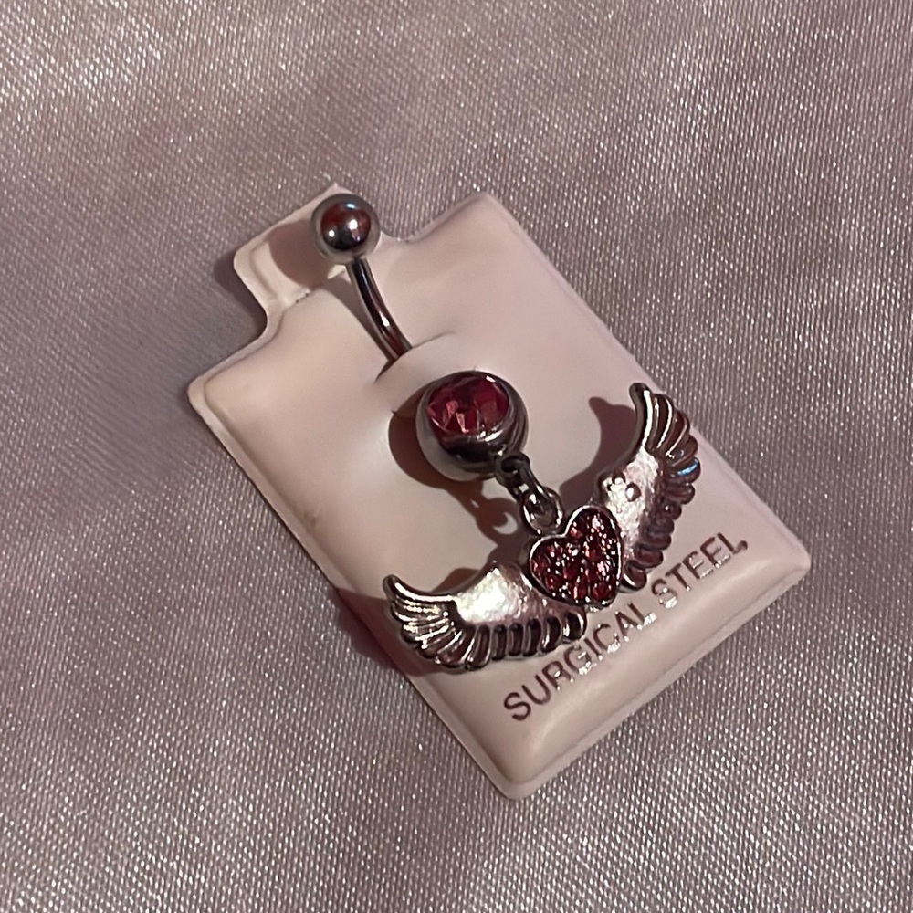 pink gem belly ring